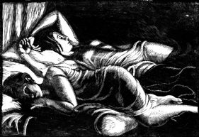 wood-engraving giclee print of women sleeping: The Sleepers